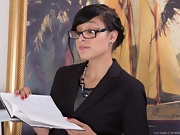 Lucy Dutch strips in office with sexy glasses on - picture #4