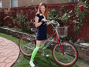 Cindy rides her bike and then strips naked outdoors - picture #4