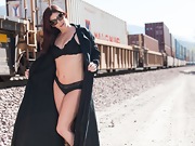 Alicia Silver strips naked on the train tracks  - picture #11
