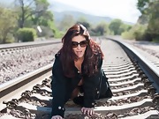 Alicia Silver strips naked on the train tracks  - picture #22
