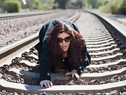Alicia Silver strips naked on the train tracks  - picture #23
