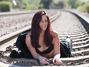 Alicia Silver strips naked on the train tracks  - picture #25