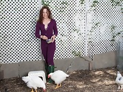 Fiona M feeds her chickens and then strips naked  - picture #1