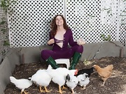 Fiona M feeds her chickens and then strips naked  - picture #8