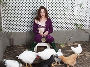 Fiona M feeds her chickens and then strips naked  - picture #9