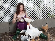 Fiona M feeds her chickens and then strips naked  - picture #14