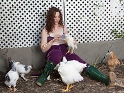 Fiona M feeds her chickens and then strips naked  - picture #16