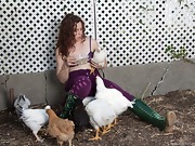 Fiona M feeds her chickens and then strips naked  - picture #17