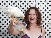 Fiona M feeds her chickens and then strips naked  - picture #22