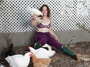 Fiona M feeds her chickens and then strips naked  - picture #23