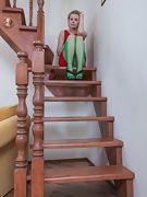 Elen walks down the stairs and strips naked  - picture #1