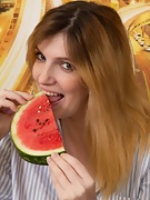 Terry eats watermelon and then undresses to relax  - picture #1
