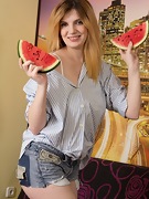 Terry eats watermelon and then undresses to relax  - picture #6