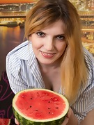 Terry eats watermelon and then undresses to relax  - picture #11