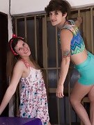 Amber and Tatiana share lesbian and girl playtime  - picture #3