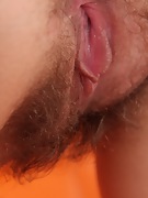 Marcia's hairy pussy lips on leather - picture #27