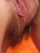 Marcia's hairy pussy lips on leather - picture #28