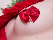 Amber S is covered in hearts and gets naked  - picture #18