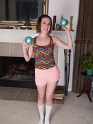 Ruby Rose plays with exercise balls during play  - picture #1