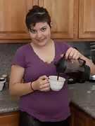 Curvy Esther enjoys a hot coffee - picture #4