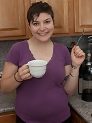 Curvy Esther enjoys a hot coffee - picture #5