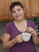 Curvy Esther enjoys a hot coffee - picture #6