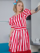 Kristinka undresses out of her red striped dress  - picture #19