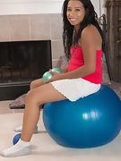 Divine plays around naked on her exercise ball  - picture #6