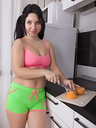 Tanita strips nude in her kitchen enjoying  - picture #6