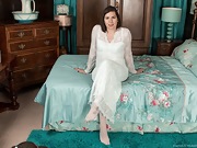 Sharlyn strips off white dress and lingerie in bed  - picture #2