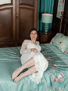 Sharlyn strips off white dress and lingerie in bed  - picture #4