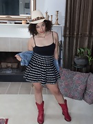 Grae Savage strips naked by her fireplace  - picture #6
