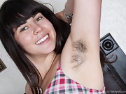 Australian Cleo stretches her hairy pussy - picture #19