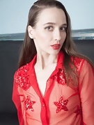 Rose Nore models her new red blouse  - picture #8