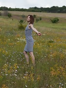 Shaya masturbates on her towel in the fields - picture #2