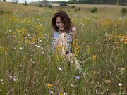 Shaya masturbates on her towel in the fields - picture #8