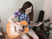 Ember Stone strips naked playing her guitar - picture #3
