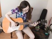 Ember Stone strips naked playing her guitar - picture #6