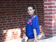 Natalia strips off her blue lingerie outdoors - picture #3