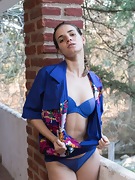 Natalia strips off her blue lingerie outdoors - picture #11