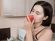 Ole Nina strips naked and plays in the kitchen - picture #4