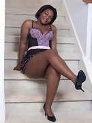 Bobbie Rains strips naked on her staircase - picture #6