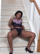Bobbie Rains strips naked on her staircase - picture #2