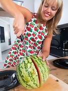 Jessy Fiery enjoys watermelon in her kitchen  - picture #6