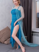 Uli strips off her blue dress to masturbate - picture #2