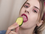 Anolia masturbates with her cucumber - picture #8