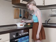 Abby has sensual orgasms in her kitchen - picture #3