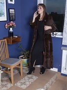 Dina models in her brown fur coat - picture #2