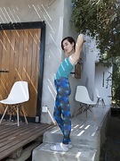 Anika poses outside in her colored leggings - picture #1