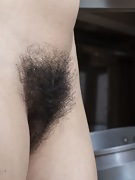 Lula shows her hairy pussy in her kitchen - picture #5